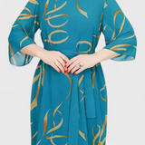 Ame Vestido Midi Estampado con Cinturón y Corte Versátil