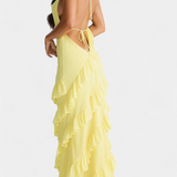Padeline Vestido Maxi con Volantes y Espalda Abierta