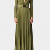 Raisa Vestido Largo Plisado con Escote Profundo
