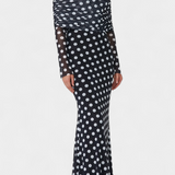Elinda Vestido Largo Off-Shoulder de Lunares