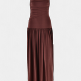 Maddy Vestido Maxi sin Mangas con Drapeado Lateral
