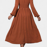 Faela Vestido Midi de Oficina con Lunares Suizos