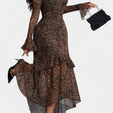 Amali Vestido Maxi de Estampado con Cuello Cuadrado