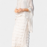 Rosaria Vestido Midi con Volantes y Bordes Deshilachados