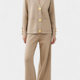 Aireen Conjunto de Punto con Cárdigan y Pantalón de Pierna Ancha