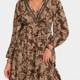 Lunetta Vestido Maxi Bohemio con Estampado Floral y Mangas Farol