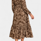 Lunetta Vestido Maxi Bohemio con Estampado Floral y Mangas Farol