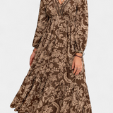 Lunetta Vestido Maxi Bohemio con Estampado Floral y Mangas Farol