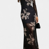 Aldona Vestido Elegante de Tobillo con Estampado Floral