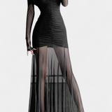 Cornella Vestido Maxi Strapless con Fruncidos Esculturales