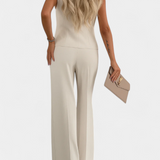 Paloma Conjunto Elegante de 2 Piezas con Blusa sin Mangas y Pantalón Fluido