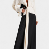 Slyune Vestido Maxi de Noche con Escote en V y Contraste