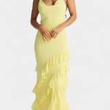 Padeline Vestido Maxi con Volantes y Espalda Abierta