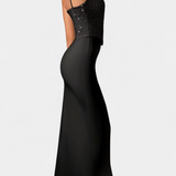 Cindy Vestido Midi Corsé con Volantes Asimétricos