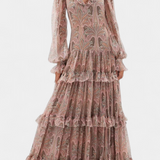 Ayla Vestido Maxi con Estampado Paisley Vintage
