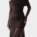 Desiree Vestido Maxi Strapless con Fruncidos Esculturales