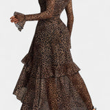 Amali Vestido Maxi de Estampado con Cuello Cuadrado