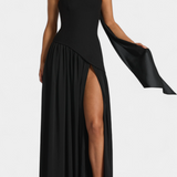 Celaena Vestido Maxi Off Shoulder de Chiffon con Abertura Lateral