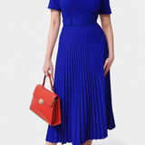 Seliora Vestido Midi de Trabajo con Cinturón y Plisados