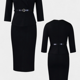 Palamos Vestido Midi Ajustado con Cinturón