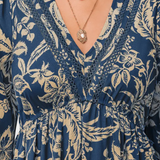 Lunetta Vestido Maxi Bohemio con Estampado Floral y Mangas Farol