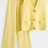 Jacey Conjunto de Punto con Chaleco y Pantalón de Pierna Ancha