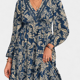 Lunetta Vestido Maxi Bohemio con Estampado Floral y Mangas Farol