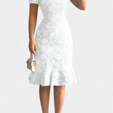 Champel Vestido Midi Bodycon con Mangas Abullonadas