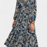 Lunetta Vestido Maxi Bohemio con Estampado Floral y Mangas Farol