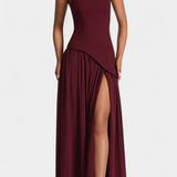 Celaena Vestido Maxi Off Shoulder de Chiffon con Abertura Lateral