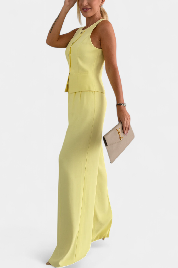 Paloma Conjunto Elegante de 2 Piezas con Blusa sin Mangas y Pantalón Fluido