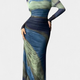 Galene Vestido Midi Ajustado con Capa