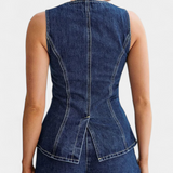 Raya Chaleco Denim sin Mangas y Shorts de Talle Alto