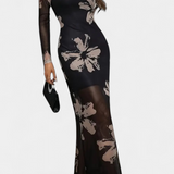 Aldona Vestido Elegante de Tobillo con Estampado Floral