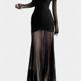 Cornella Vestido Maxi Strapless con Fruncidos Esculturales
