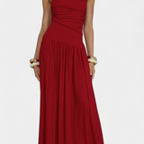 Maddy Vestido Maxi sin Mangas con Drapeado Lateral