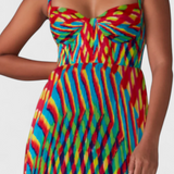 Janis Vestido Maxi con Estampado Artístico y Escote Halter Sweetheart