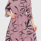 Ame Vestido Midi Estampado con Cinturón y Corte Versátil