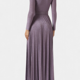 Raisa Vestido Largo Plisado con Escote Profundo