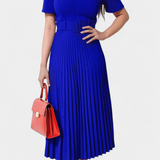 Seliora Vestido Midi de Trabajo con Cinturón y Plisados