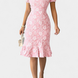 Champel Vestido Midi Bodycon con Mangas Abullonadas