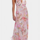 Melodía Vestido Maxi de Lunares con Escote Halter y Cintura Fruncida