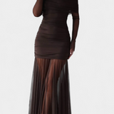 Desiree Vestido Maxi Strapless con Fruncidos Esculturales