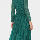 Cymene Vestido Midi de Lunares con Mangas Abullonadas