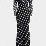 Elinda Vestido Largo Off-Shoulder de Lunares