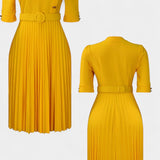 Zandie Vestido con Pliegues y Botones Decorativos