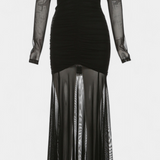 Cornella Vestido Maxi Strapless con Fruncidos Esculturales