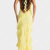 Padeline Vestido Maxi con Volantes y Espalda Abierta