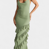 Padeline Vestido Maxi con Volantes y Espalda Abierta
