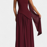 Celaena Vestido Maxi Off Shoulder de Chiffon con Abertura Lateral